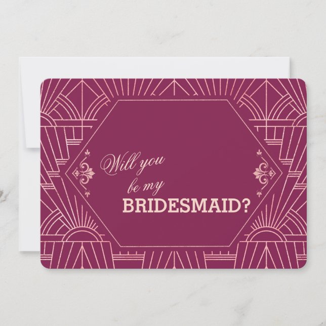 Cooper Rose Great Gatsby 1920s Wedding Bridesmaid Einladung (Vorderseite)
