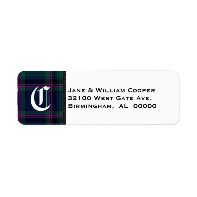 Cooper Tartan Karierte Monogram-Adressenmarken (Vorne)