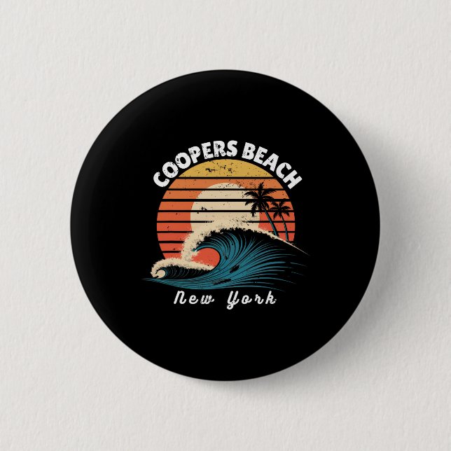 Coopers Beach New York Frauen Männer Surfboarding  Button (Vorderseite)