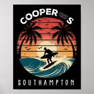 Coopers Strand Southampton Surfbrett Wellen Strand Poster