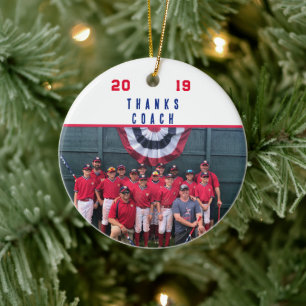 Cooperstown Baseball dankt dem Coach-Team-Foto Fak Keramik Ornament
