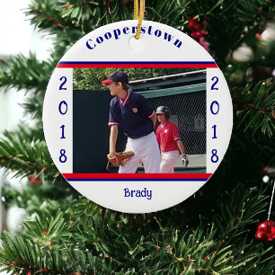 Cooperstown Baseball-Foto-Jahresandenken Keramik Ornament