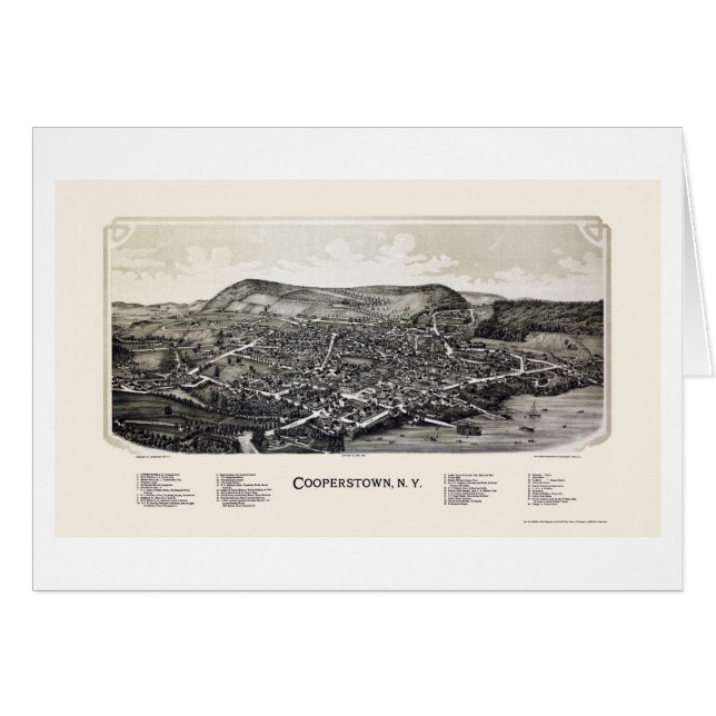 Cooperstown, carte panoramique de NY - 1890 (Devant horizontal)