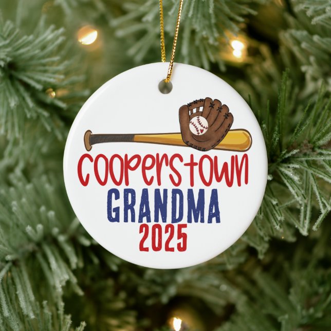 Cooperstown Grandma Nana Baseball Special Note Keramik Ornament (Baum)
