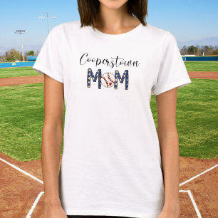 Cooperstown Mom Baseball / Herz Patriotische Stern T-Shirt