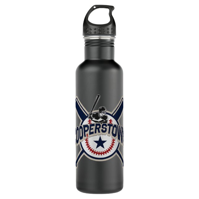 Cooperstown New York Baseball Game Family Vacation Edelstahlflasche (Vorderseite)