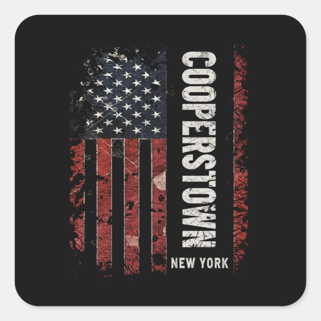 Cooperstown New York Quadratischer Aufkleber (Vorderseite)
