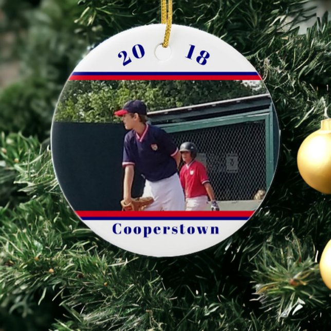 Cooperstown NY Baseball Foto Strichen Erinnerungen Keramik Ornament (Von Creator hochgeladen)