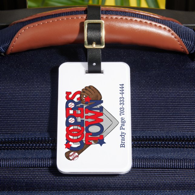 Cooperstown NY Baseball Patriotic Bat Glove Base Gepäckanhänger (Vorderseite Insitu 2)