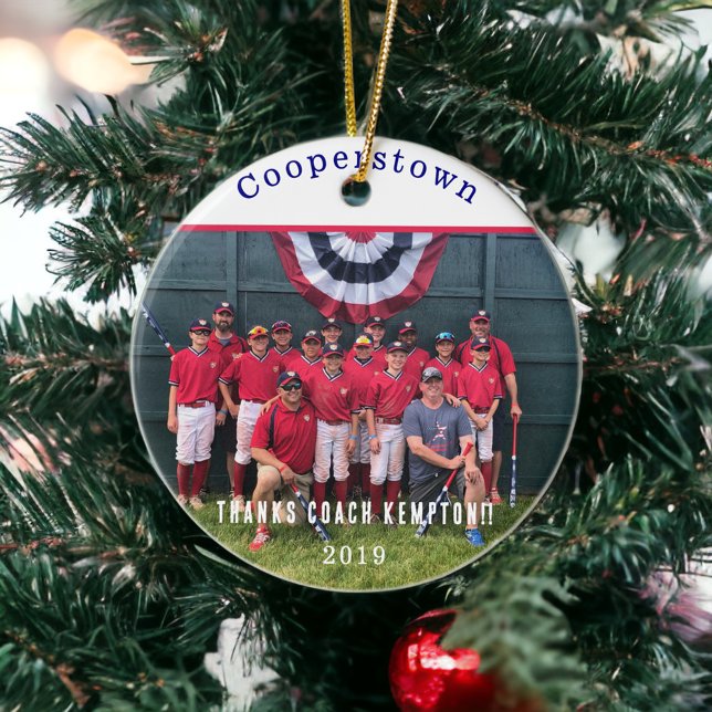 Cooperstown NY Baseball Team Coaches Foto Geschenk Keramik Ornament (Von Creator hochgeladen)