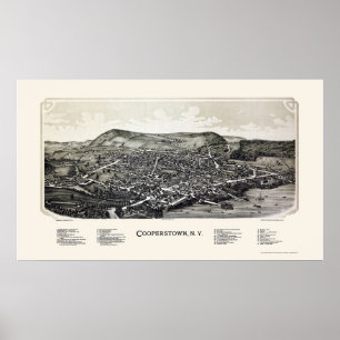 Cooperstown, NY panoramische Karte - 1890 Poster