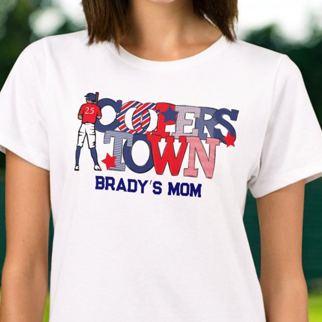 Cooperstown Patriotic Baseball Player Mama T-Shir T-Shirt (Von Creator hochgeladen)
