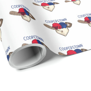 Cooperstown Rot Blau Baseball-Ausrüstung Geschenkpapier