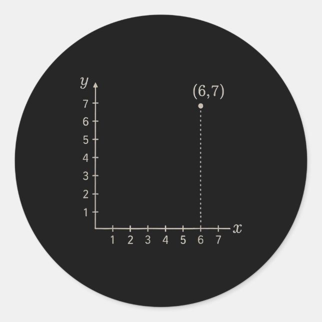 Coordinate (6,7) Funny Math Teacher 67 Cartesian G Runder Aufkleber (Vorderseite)