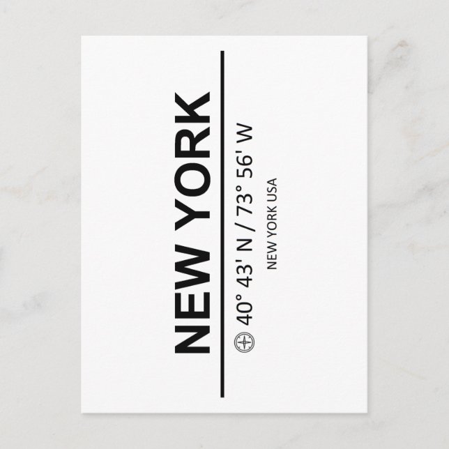 Coordinates New York Postkarte (Vorderseite)