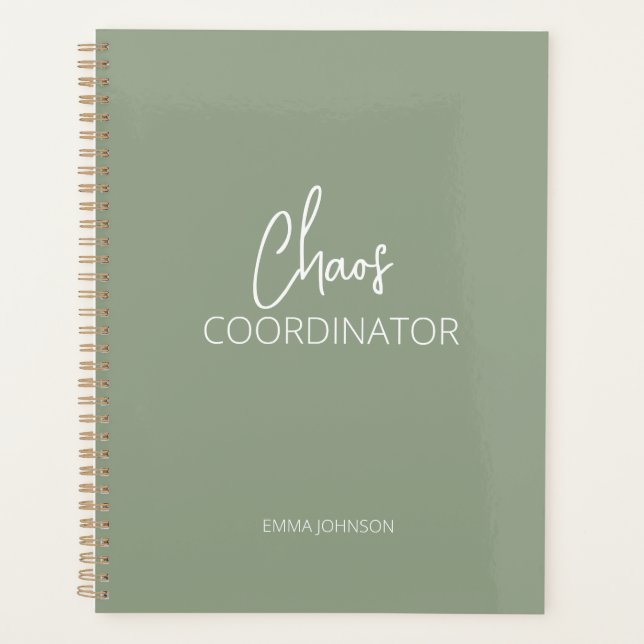 Coordinateur du chaos | Olive Green Planner (Devant)