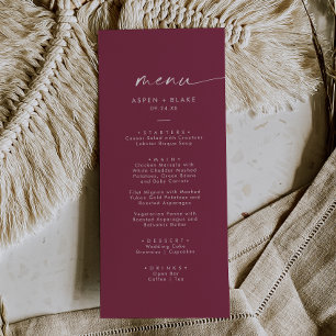 Coordonnée aquarelle moderne   Menu Mariage rouge