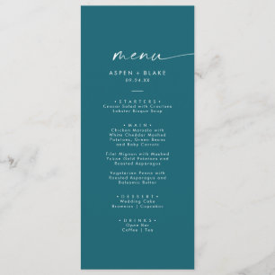 Coordonnée aquarelle moderne Menu Mariage Turquo