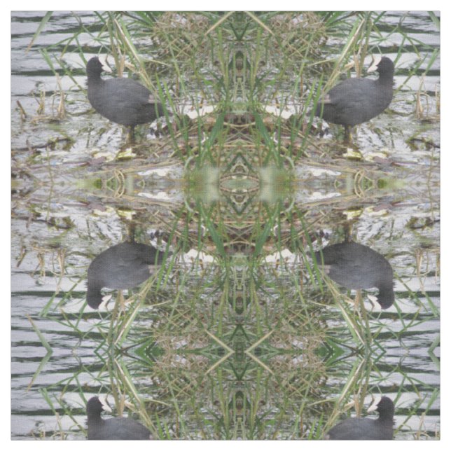 Coot auf dem Gemusterten Tiergewebe des Flusses Stoff (Muster)
