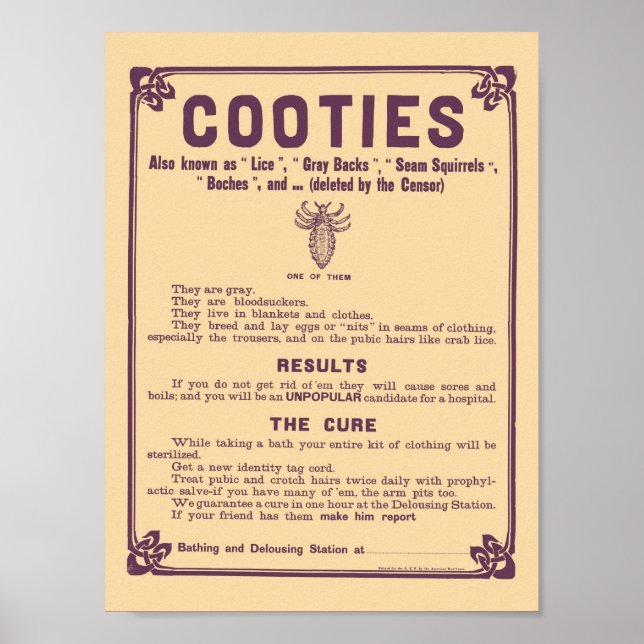 Cootie Warning Poster - Vintage Medical Print (Vorne)