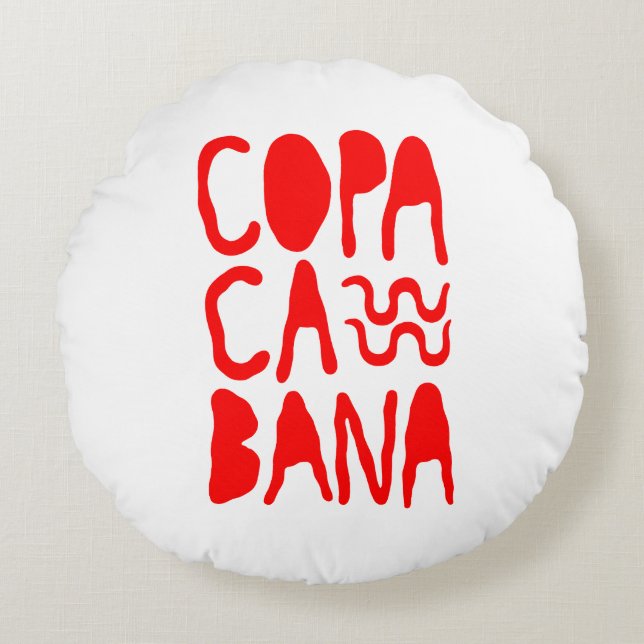 Copacabana Beach Rundes Kissen (Vorderseite)