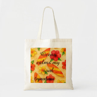 Copacabana Beach Watercolor Floral Tropical Tragetasche