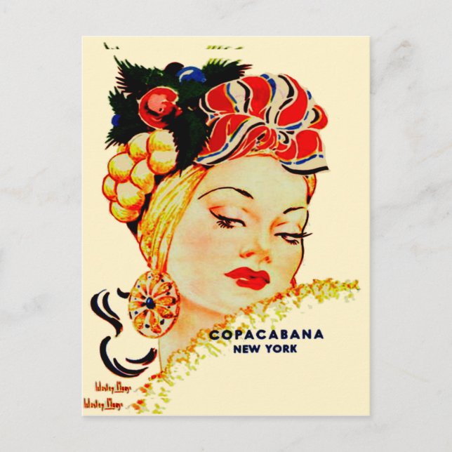Copacabana Night Club Carmen Miranda Post Card Postkarte (Vorderseite)