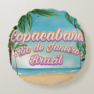 Copacabana, Rio de Janeiro Reise Strandposter Rundes Kissen
