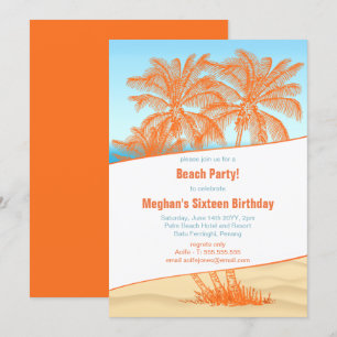 Copacabana-Strand und Kokospalmen-Party Einladung