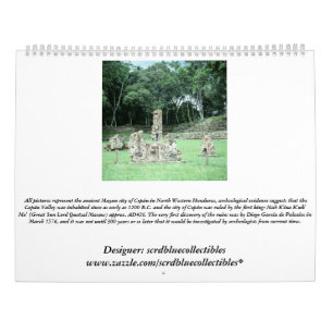 Copan altes Mayaruine-Honduras-Foto entworfen Kalender
