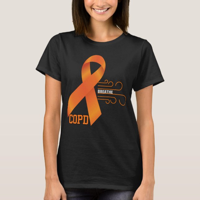 COPD Orange Ribbon Breathe T-Shirt (Vorderseite)