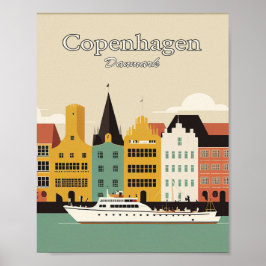 Copenhagen Danmark Minimalistisch Vintag Art Poste Poster