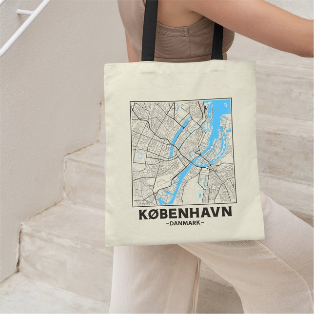 Copenhagen, Denmark, City Map Tote Bag Tragetasche (Von Creator hochgeladen)