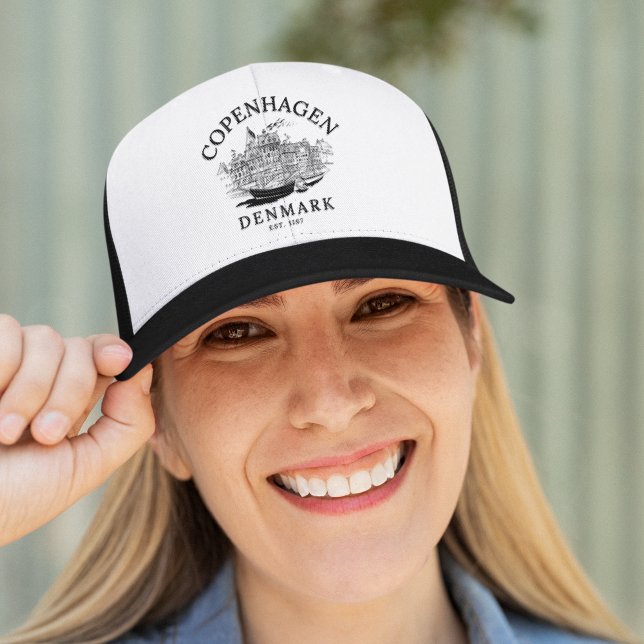 Copenhagen Denmark vintage Landscape Truckerkappe (Von Creator hochgeladen)