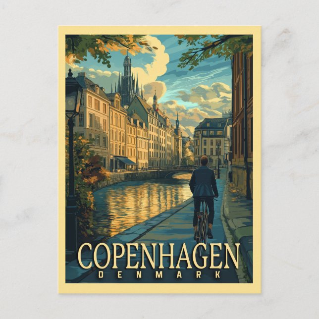 Copenhagen Vintage Travel Postkarte (Vorderseite)