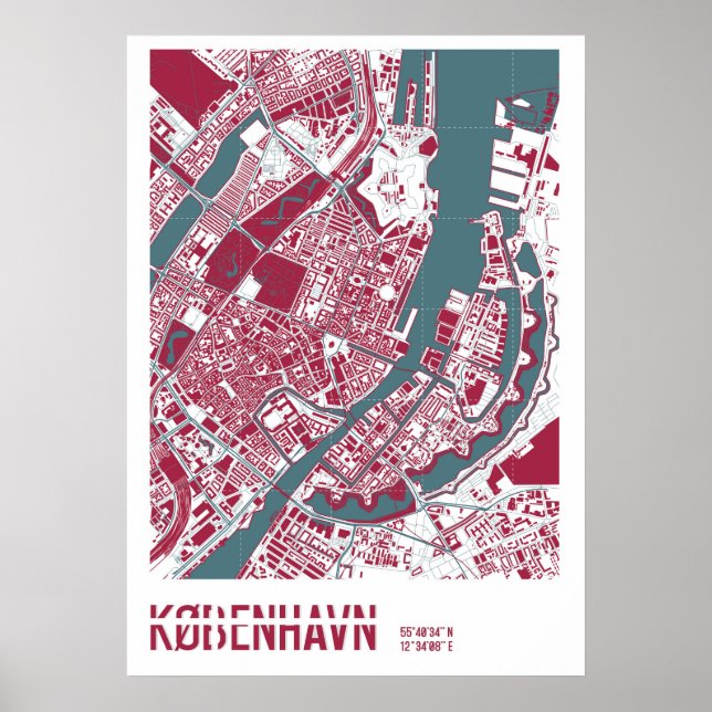 Copenhague Map RB Poster (Vorne)