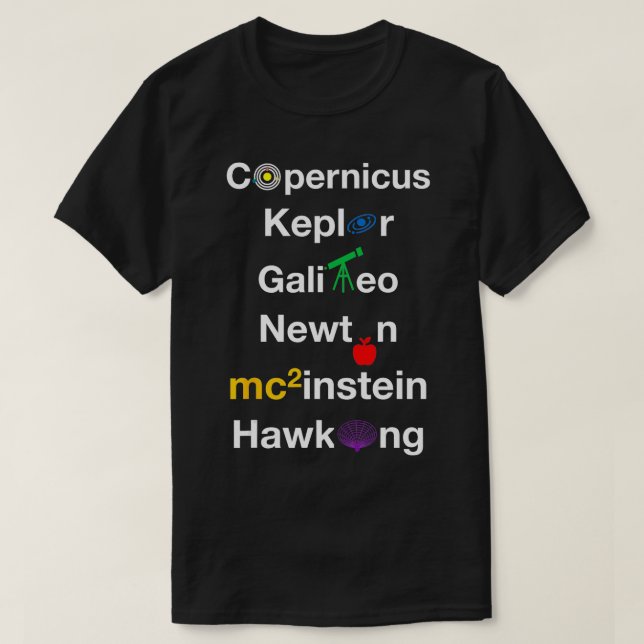 Copernicus Galileo Kepler Newton Space Scientists T-Shirt (Design vorne)