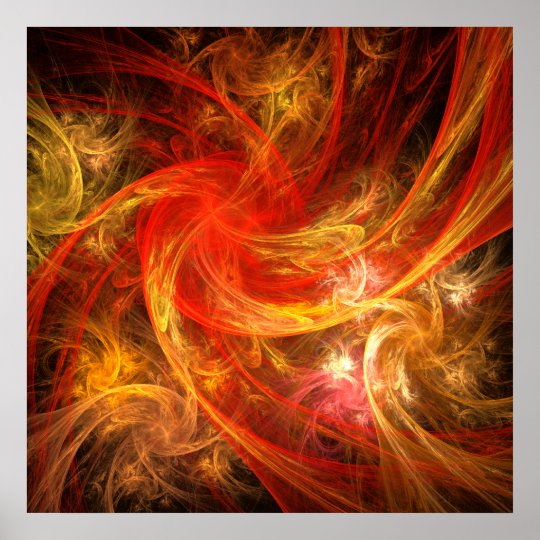 Copie d'art abstrait de tempête de feu poster