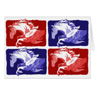 copie de bloc sautante de chevaux en rouge et bleu
