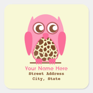 Copie de girafe et autocollant rose d'adresse de