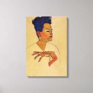 Copie de toile d'autoportrait d'Egon Schiele