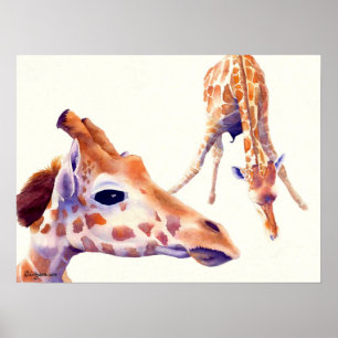 Copie et affiche de peinture d'aquarelle de girafe