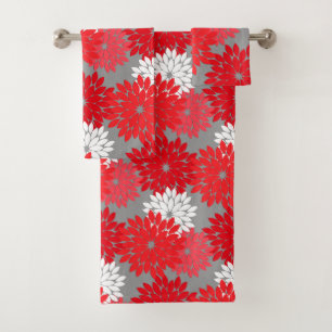 Copie florale moderne de kimono, rouge et gris de
