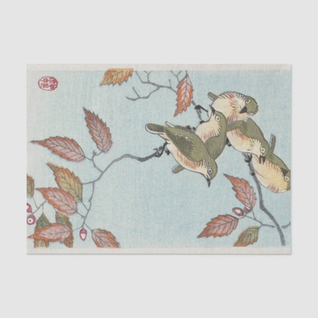 COPIE ORIENTALE des OISEAUX SUR le papier de soie (Recto)