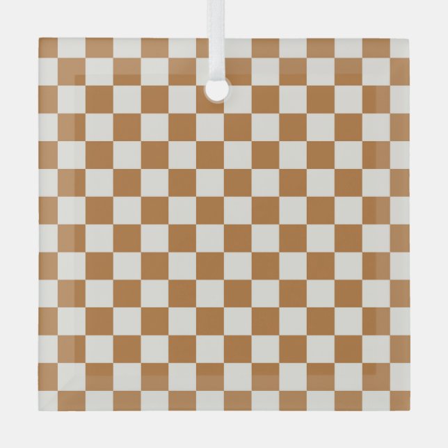 Copper and eggshell checkerboard pattern ornament aus glas (Vorderseite)