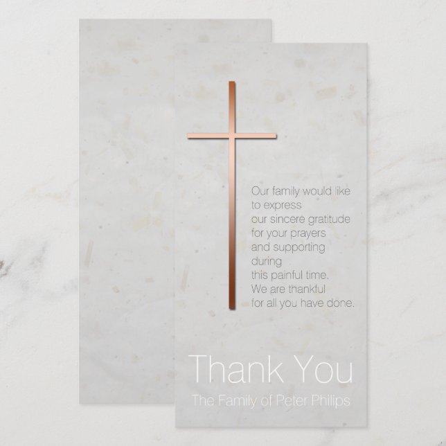 Copper Christlich Cross Beileid Vielen Dank Dankeskarte (Vorne/Hinten)
