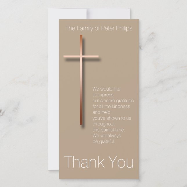 Copper Cross Beileid Vielen Dank Auswahl an Color  Dankeskarte (Vorderseite)