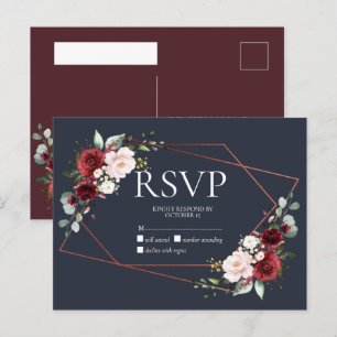 Copper Geometric Burgundy Blue No Menu UAWG Einladungspostkarte