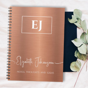 Copper Girly Monogram Script Bürstenmetall Foil Notizblock