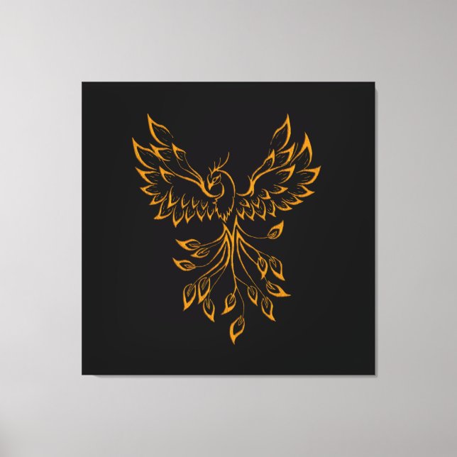 Copper Gold Phoenix steigt auf schwarz Leinwanddruck (Vorderseite)